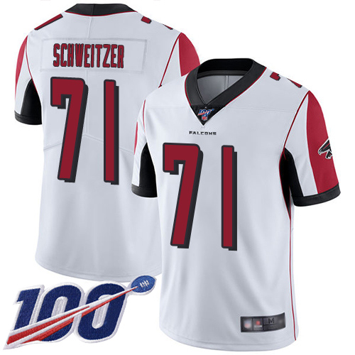 Atlanta Falcons Limited White Men Wes Schweitzer Road Jersey NFL Football 71 100th Season Vapor Untouchable